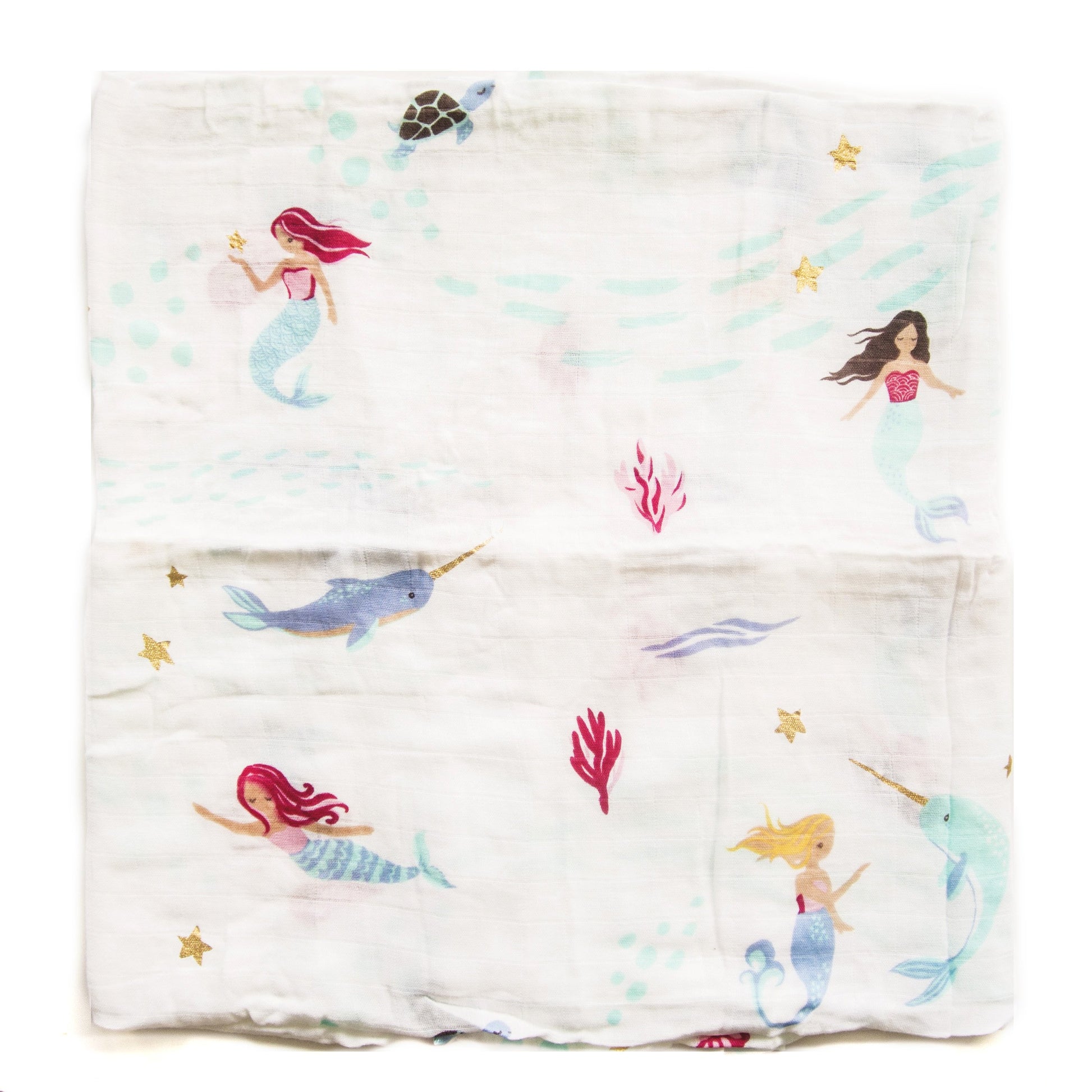 Loulou Lollipop | Muslin Swaddle - Mermaids and Narwhals | Artock Australia