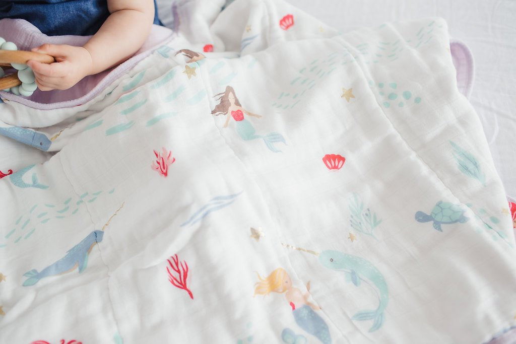 Loulou Lollipop | Muslin Swaddle - Mermaids and Narwhals | Artock Australia