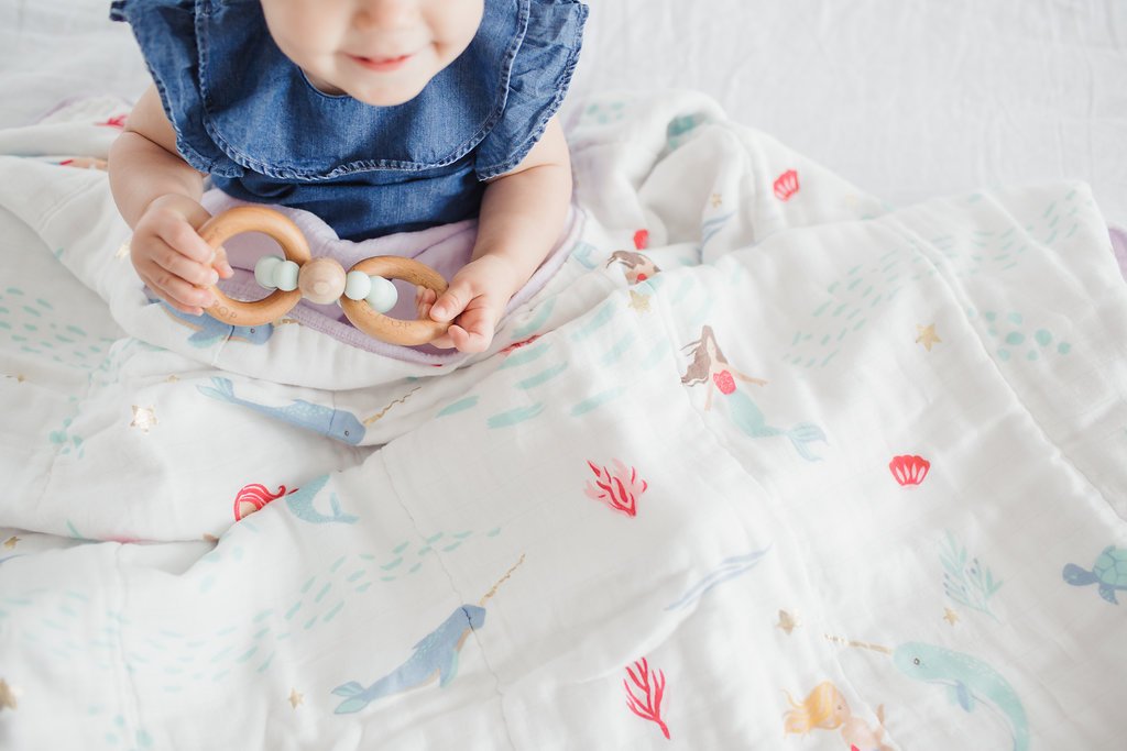 Loulou Lollipop | Muslin Swaddle - Mermaids and Narwhals | Artock Australia