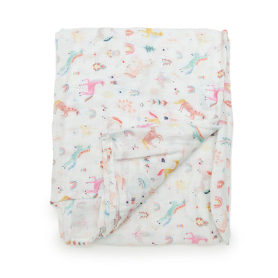 Loulou Lollipop | Muslin Swaddle - Unicorn Dream | Artock Australia