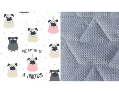 Velvet-Cotton Medium Blanket Doggy Unicorn Grey
