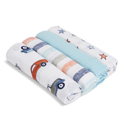 aden by aden and anais - hit the road 4pack muslin swaddles - Artock Australia