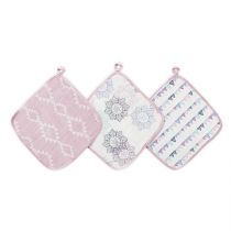 aden by aden and anais - pretty pink muslin washcloths 3-pack - Artock Australia