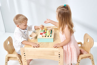 Large enough tabletop workspace for two kids to share the table sitting across from each other