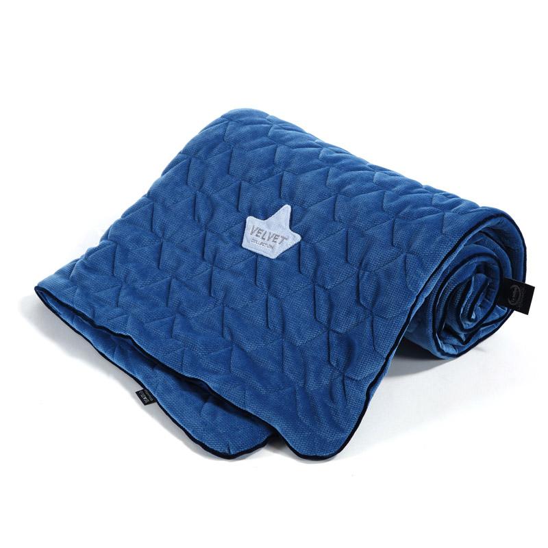 Velvet Quilted Blanket - Navy