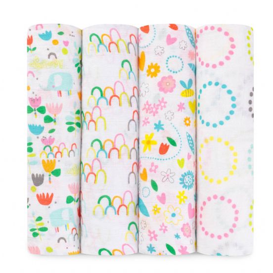 Aden and Anais - zutano - fairground 4-pack classic swaddle - Artock Australia